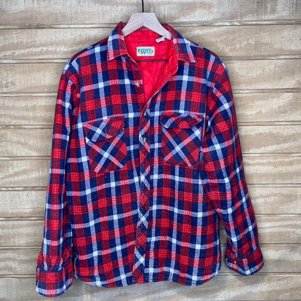 Vintage 80s Rugged Wear by BOG Quilted Nylon Flannel Shacket Size: Large